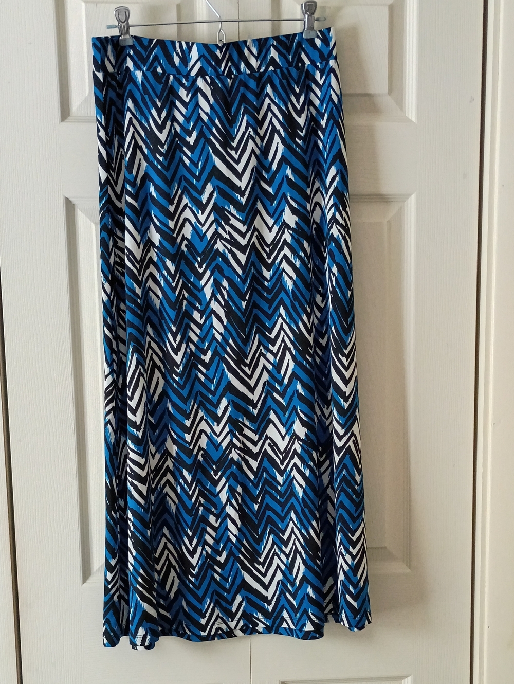 Christopher & Banks Blue and White Chevron Maxi Skirt